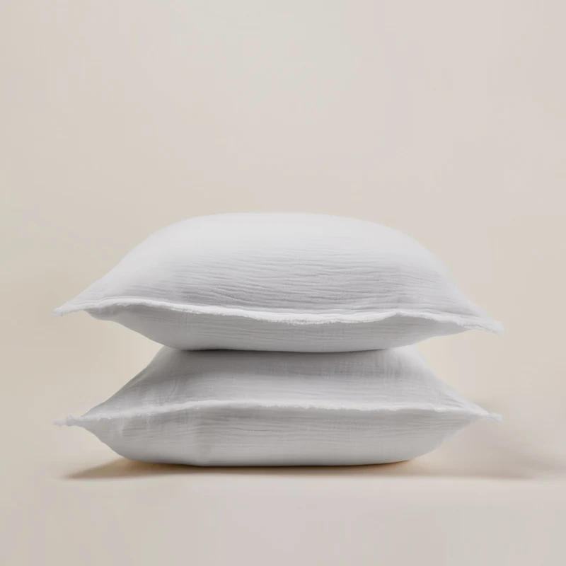Lot de 2 taies d'oreiller LOU blanc coton