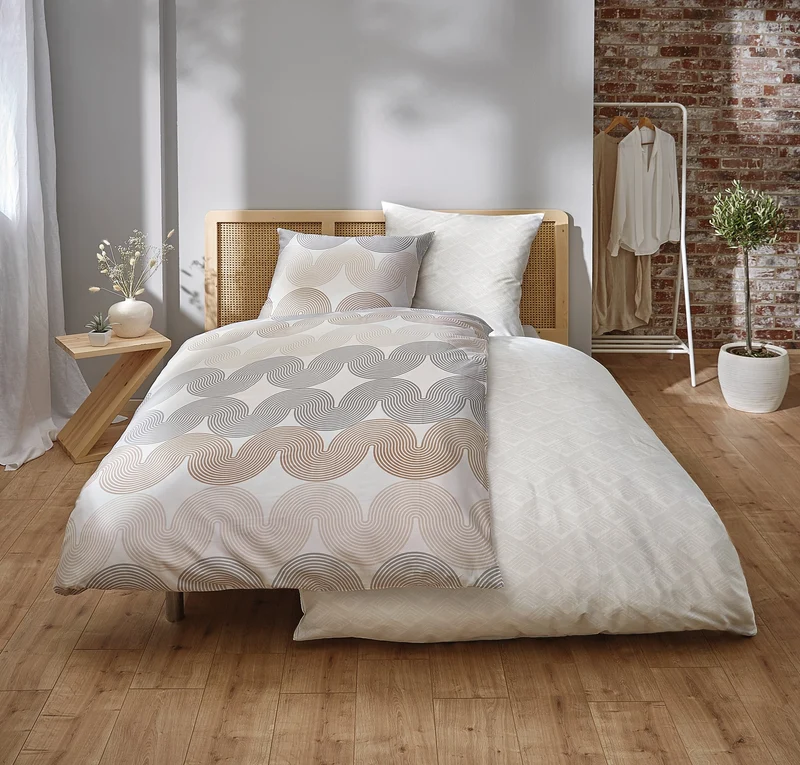 Bettwäsche Satin CASCADE Weiß 135 x 200 cm und 80 x 80 cm