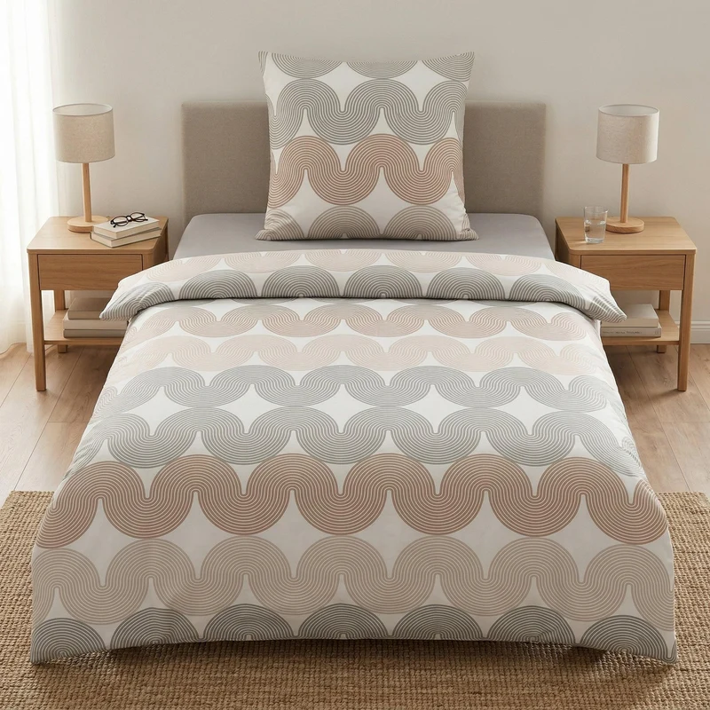 Bettwäsche Satin CASCADE Weiß 135 x 200 cm und 80 x 80 cm