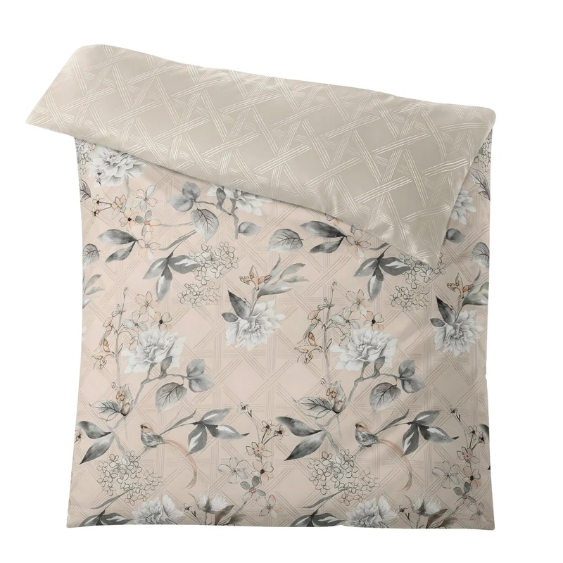 Bettwäsche Satin KESSIA Taupe 155 x 220 cm und 80 x 80 cm