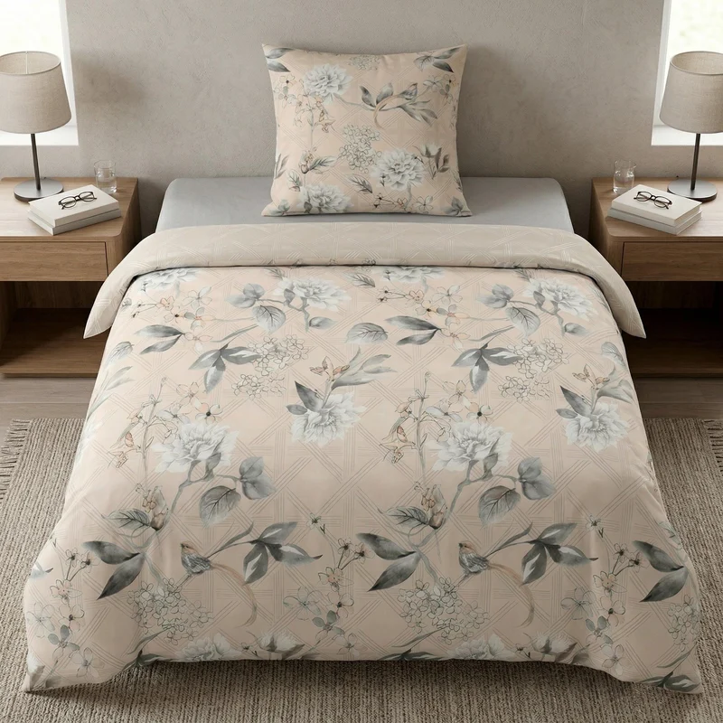 Bettwäsche Satin KESSIA Taupe 155 x 220 cm und 80 x 80 cm