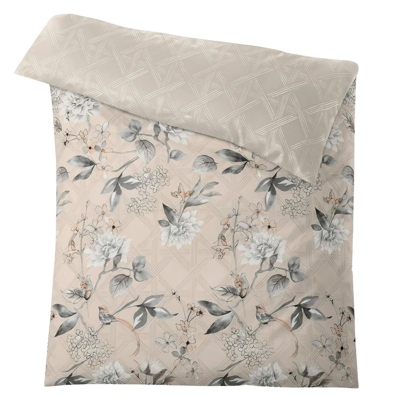 Bettwäsche Satin KESSIA Taupe 135 x 200 cm und 80 x 80 cm