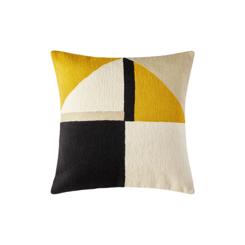 Housse de coussin TRIAGO ocre et noir