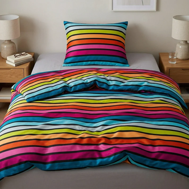 Bettwäsche Satin RIMINI Multicolor 135 x 200 cm und 80 x 80 cm