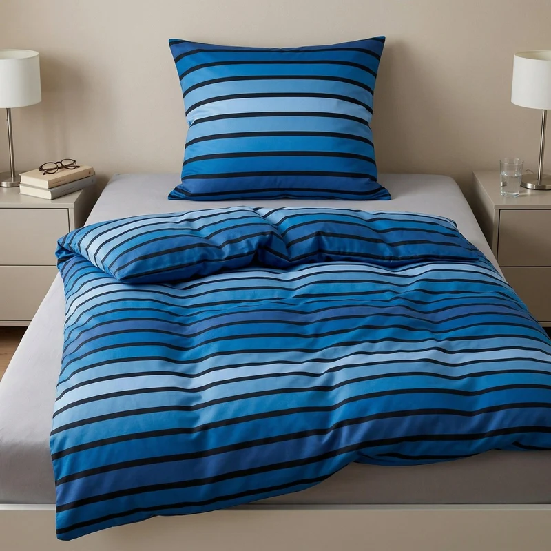 Bettwäsche Satin NEAPEL Königsblau 155 x 220 cm und 80 x 80 cm