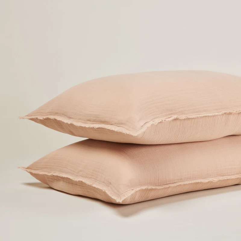 Lot de 2 taies d'oreiller LOU pêche rosé