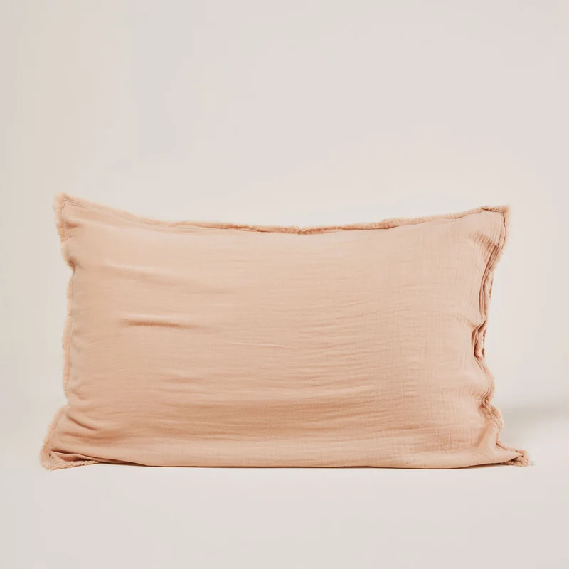 Lot de 2 taies d'oreiller LOU pêche rosé