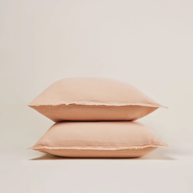 Lot de 2 taies d'oreiller LOU pêche rosé