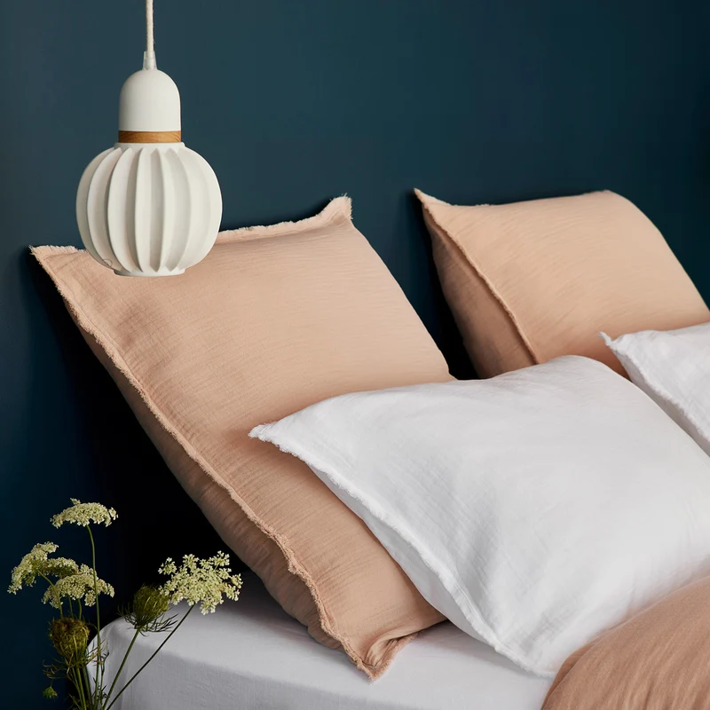 Lot de 2 taies d'oreiller LOU pêche rosé