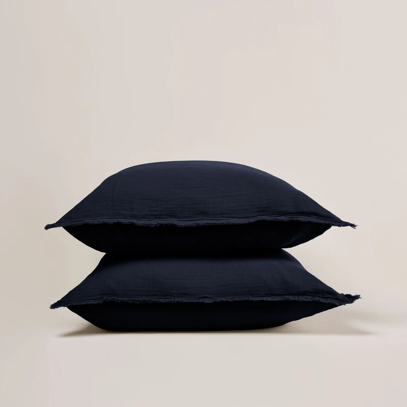 Lot de 2 taies d'oreiller LOU encre bleue