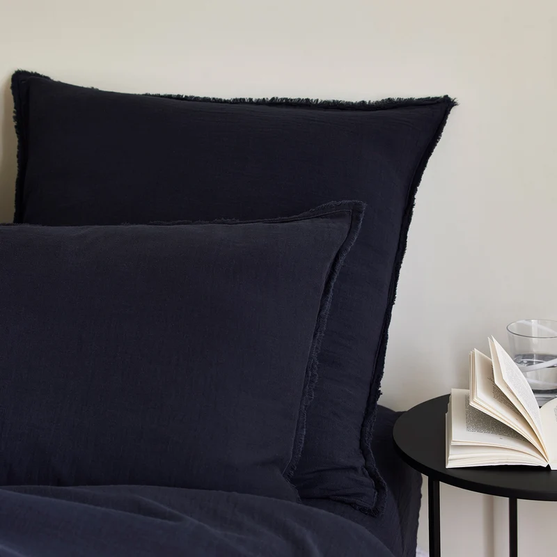 Lot de 2 taies d'oreiller LOU encre bleue