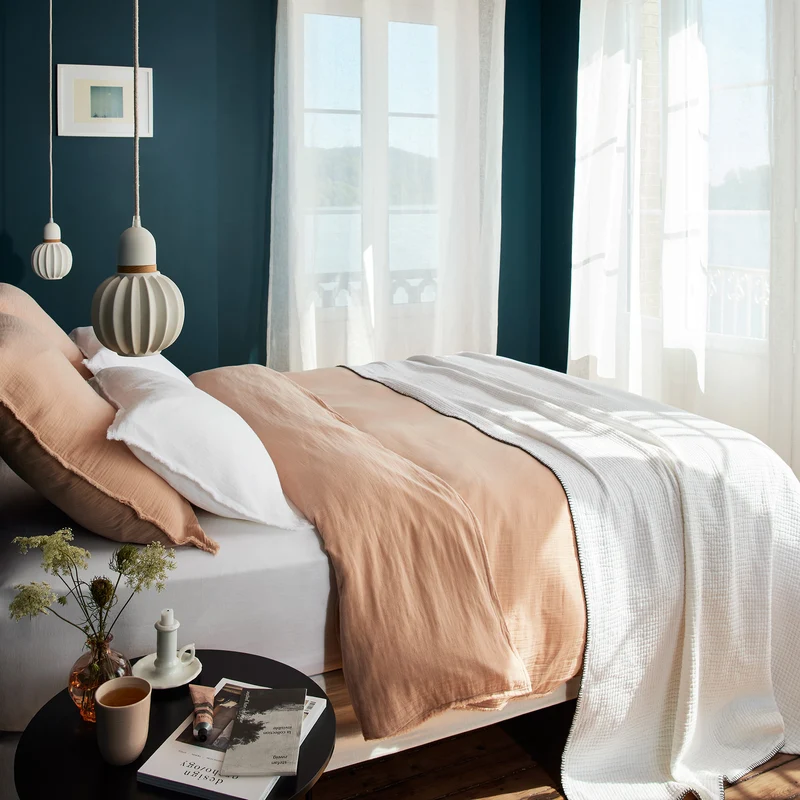 Housse de couette LOU pêche rosé