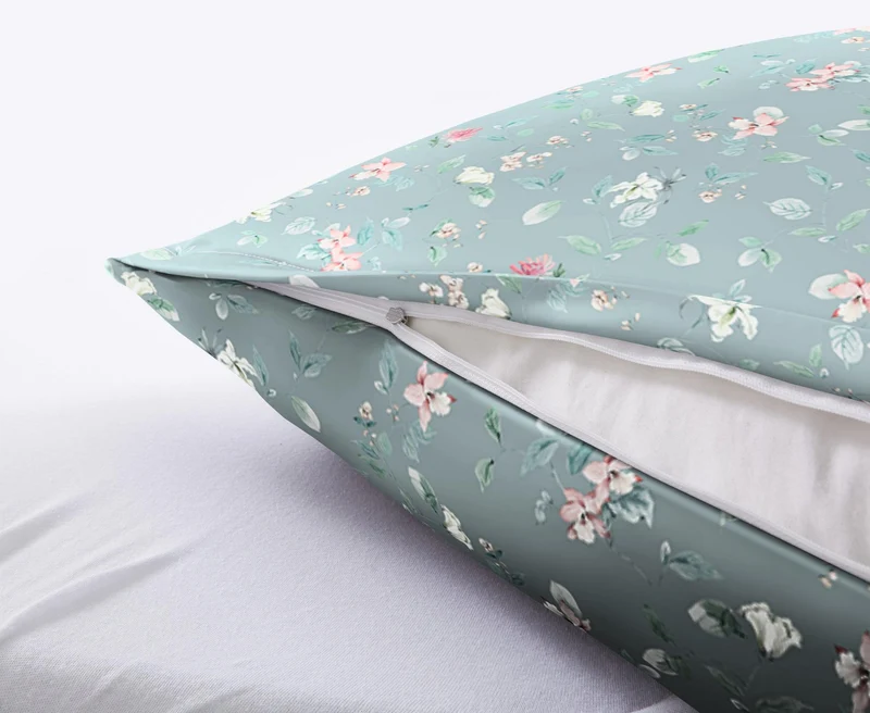 Bettwäsche Satin FLORINA Hellblau 135 x 200 cm und 80 x 80 cm