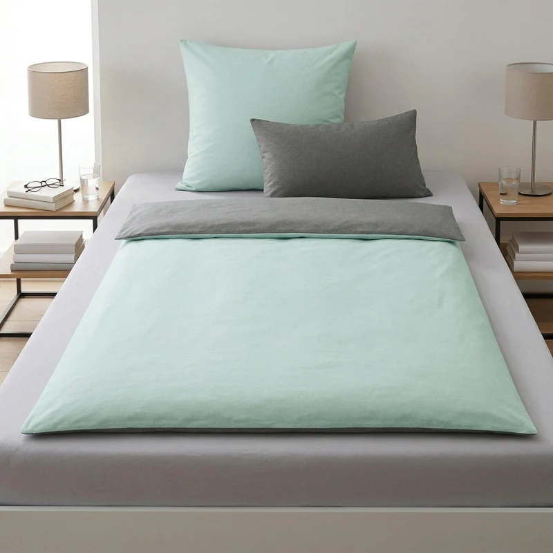 Bettwäsche Satin GRACIA Mint 135 x 200 und 80 x 80 und 40 x 80 cm