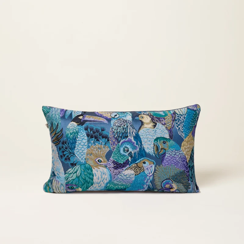 Housse de coussin JUNGLE BIRDS cobalt