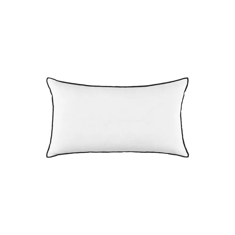 Housse de coussin CARLINA blanc pur et bourdon noir