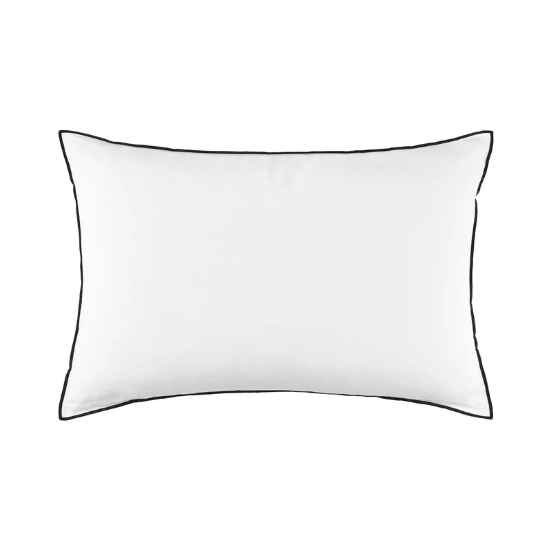 Housse de coussin CARLINA blanc pur et bourdon noir