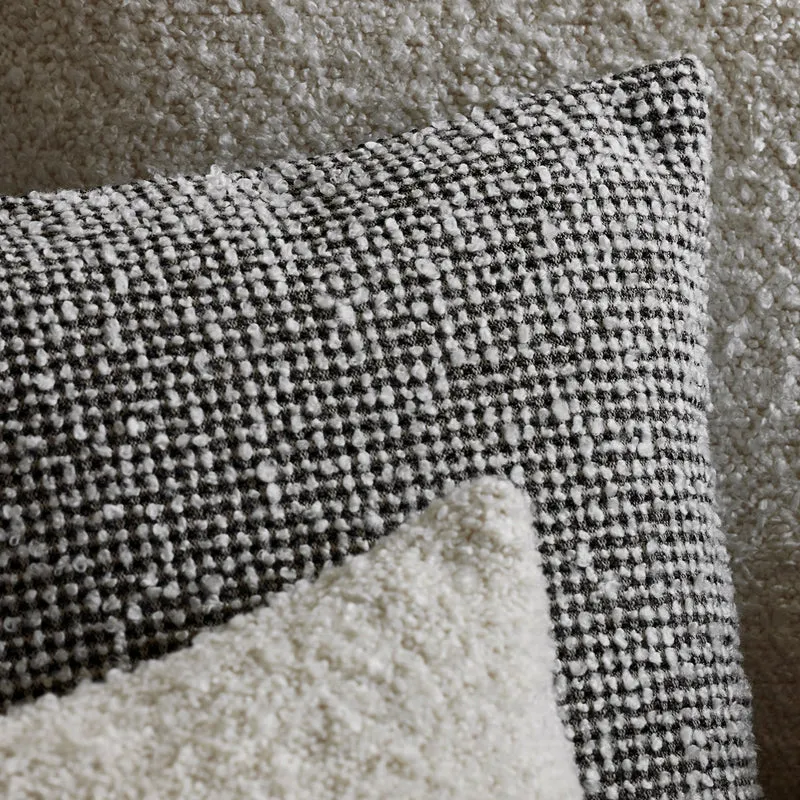 Housse de coussin PIETRO ivoire et noir