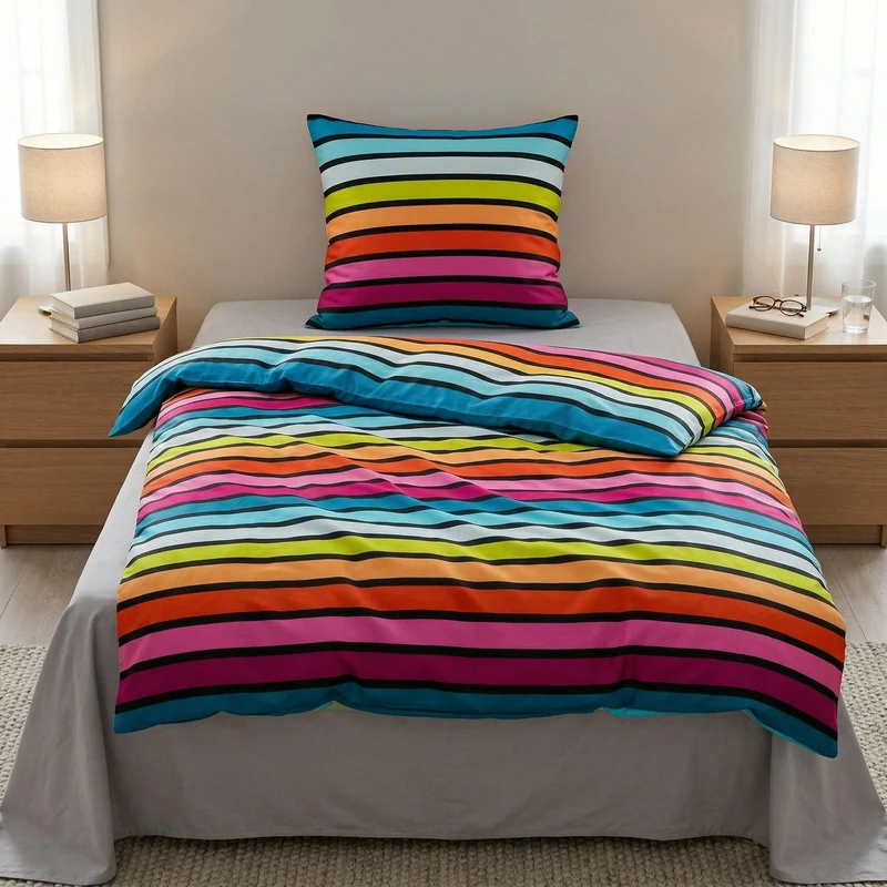 Bettwäsche Satin RIMINI Multicolor 155 x 220 cm und 80 x 80 cm
