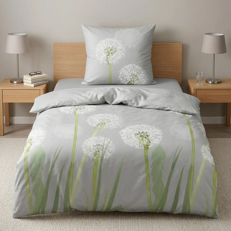 Bettwäsche Satin BELFIORE Distel 135 x 200 cm und 80 x 80 cm
