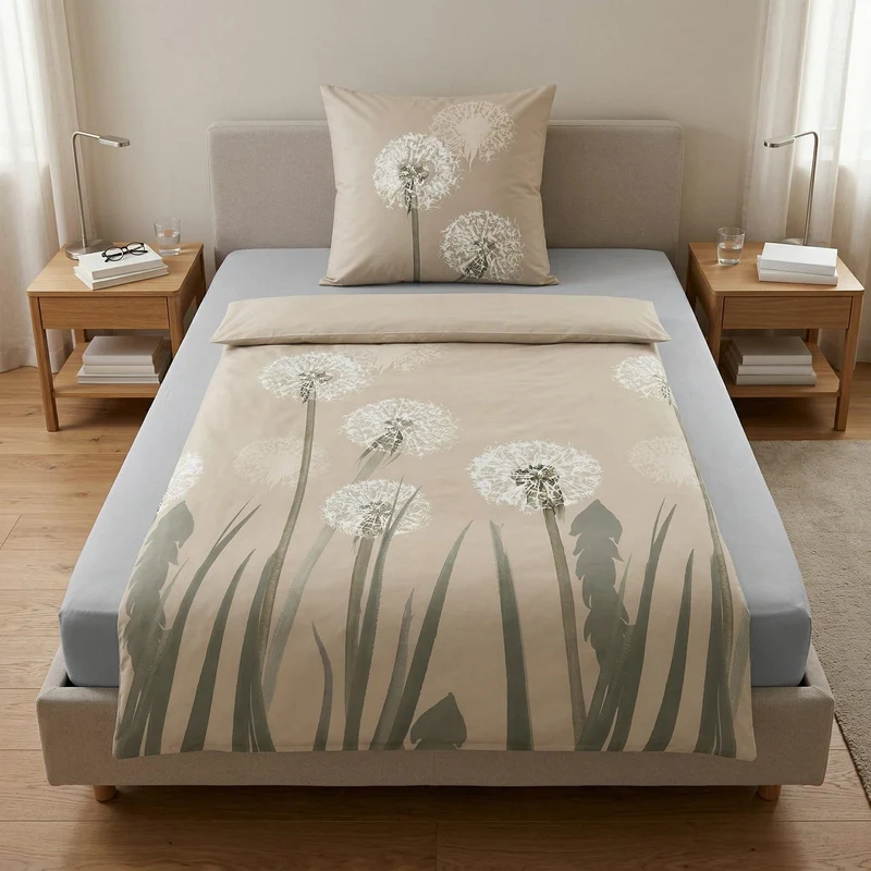 Bettwäsche Satin BELFIORE Taupe 155 x 220 cm und 80 x 80 cm
