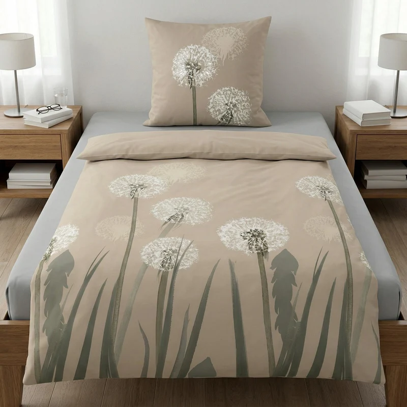 Bettwäsche Satin BELFIORE Taupe 135 x 200 cm und 80 x 80 cm