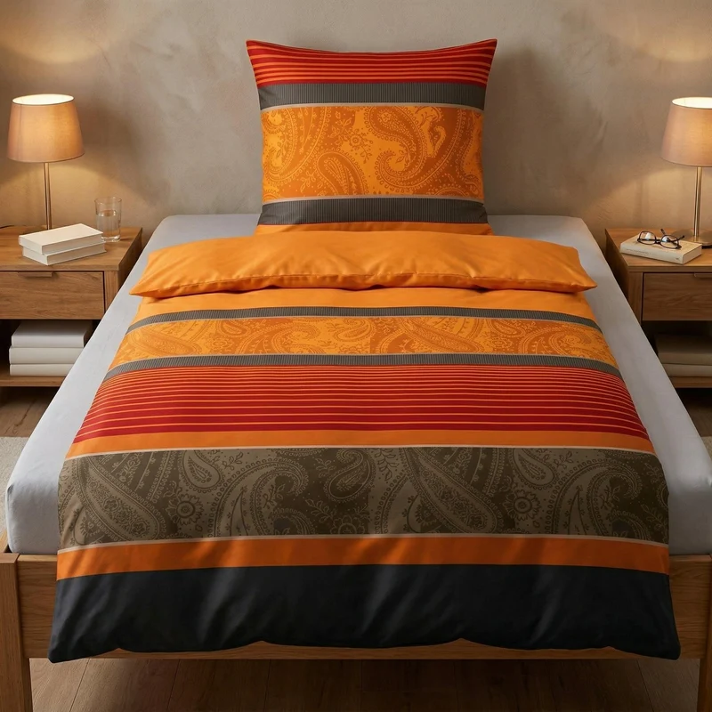 Bettwäsche Satin CAMBRIDGE Chili 135 x 200 cm und 80 x 80 cm