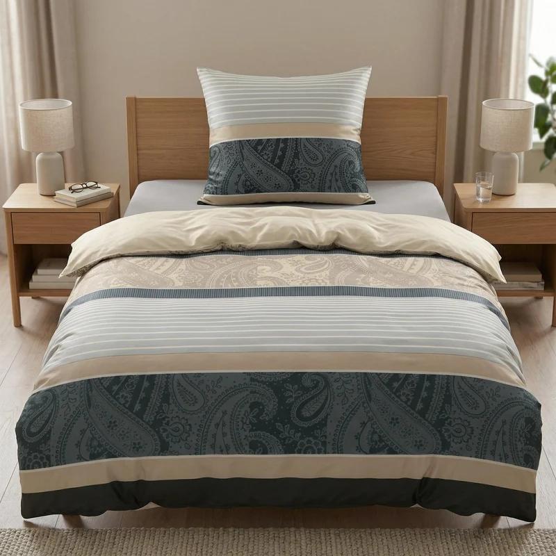 Bettwäsche Satin CAMBRIDGE Taupe 135 x 200 cm und 80 x 80 cm