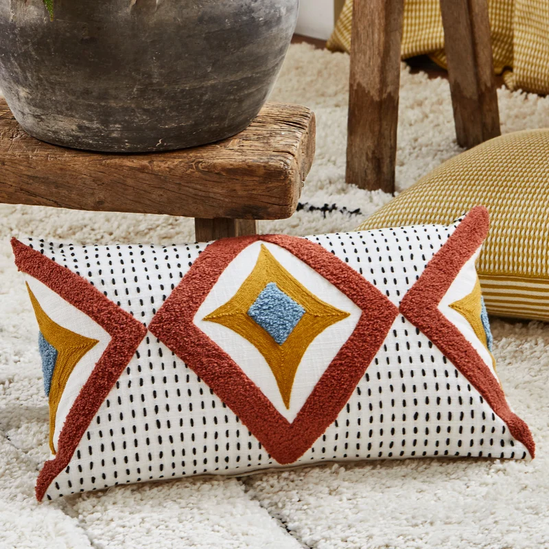 Housse de coussin ZAYI ivoire et terracotta