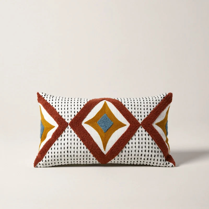Housse de coussin ZAYI ivoire et terracotta