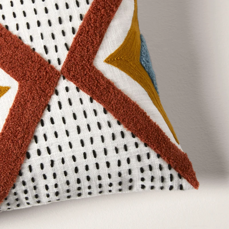 Housse de coussin ZAYI ivoire et terracotta