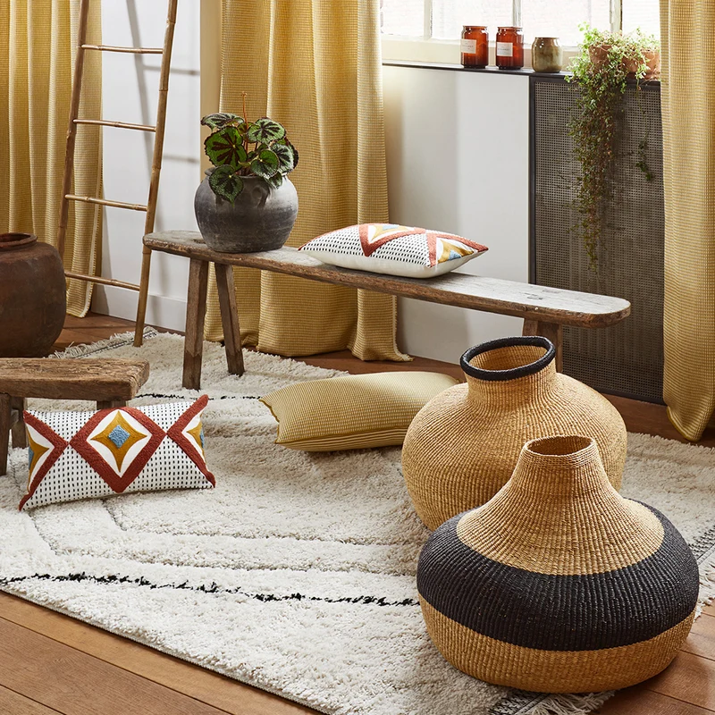 Housse de coussin ZAYI ivoire et terracotta