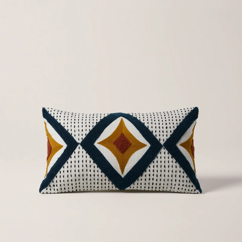 Housse de coussin ZAYI ivoire et pétrole