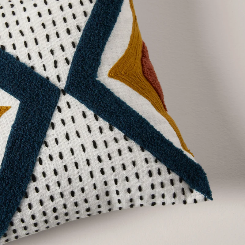 Housse de coussin ZAYI ivoire et pétrole