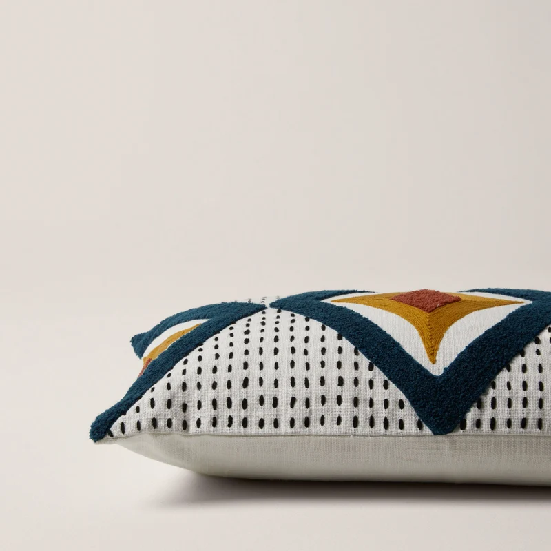 Housse de coussin ZAYI ivoire et pétrole