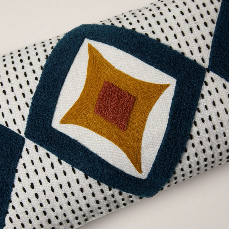 Housse de coussin ZAYI ivoire et pétrole
