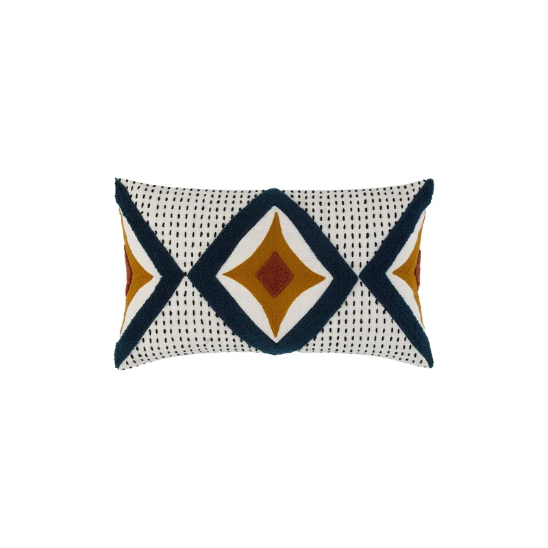 Housse de coussin ZAYI ivoire et pétrole