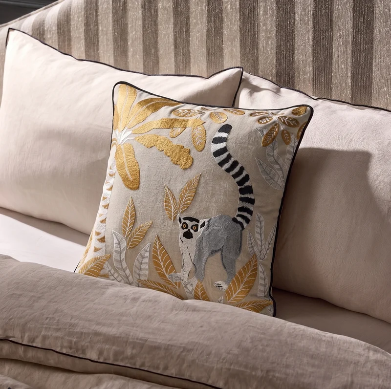 Housse de coussin MADAGASCAR naturel et ocre