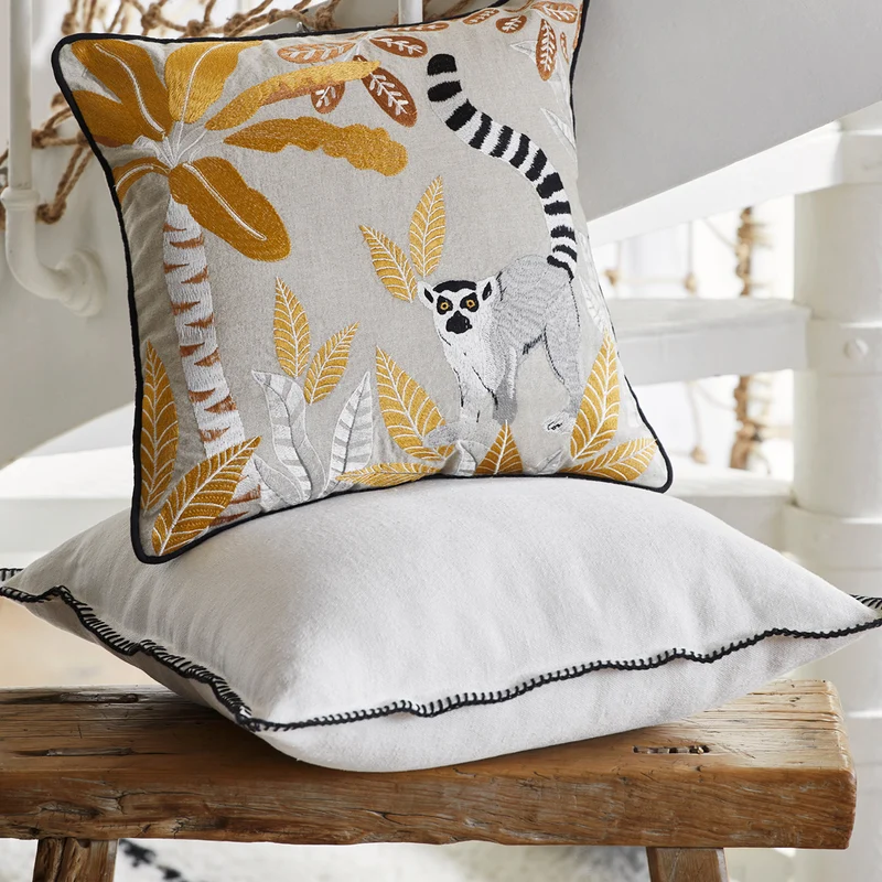 Housse de coussin MADAGASCAR naturel et ocre
