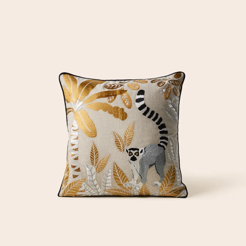 Housse de coussin MADAGASCAR naturel et ocre