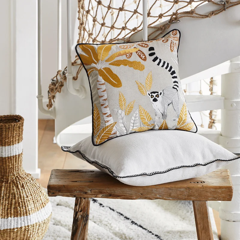 Housse de coussin MADAGASCAR naturel et ocre