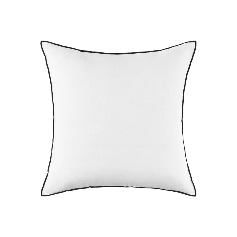 Housse de coussin CARLINA blanc pur et bourdon noir