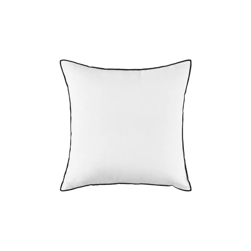Housse de coussin CARLINA blanc pur et bourdon noir