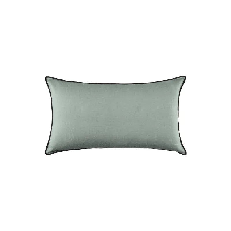 Housse de coussin CARLINA vert de gris et bourdon noir