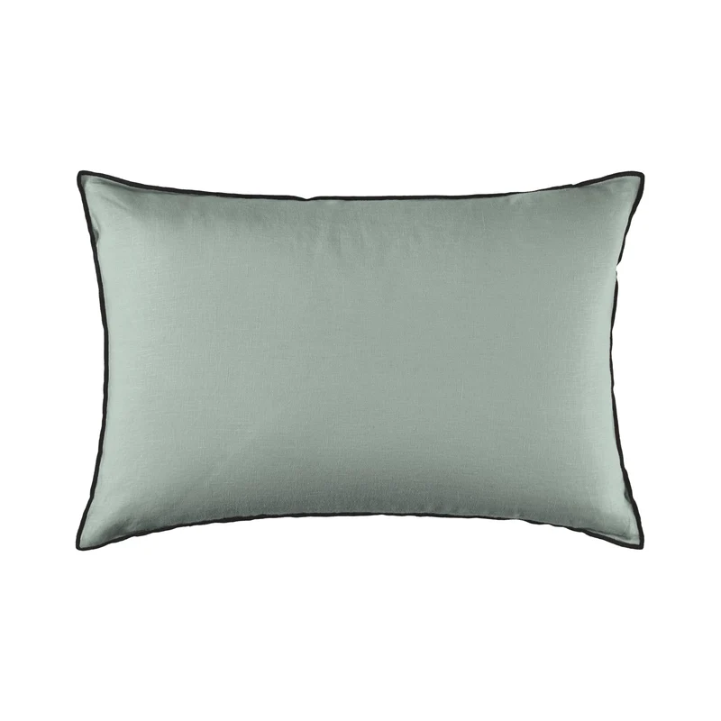 Housse de coussin CARLINA vert de gris et bourdon noir