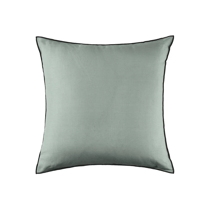 Housse de coussin CARLINA vert de gris et bourdon noir