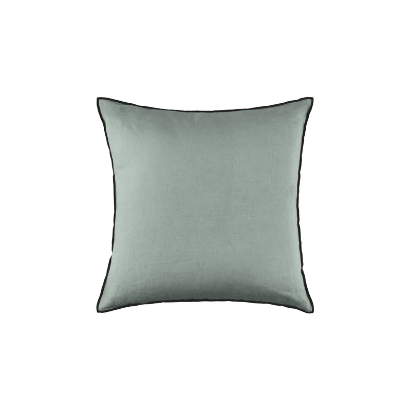 Housse de coussin CARLINA vert de gris et bourdon noir