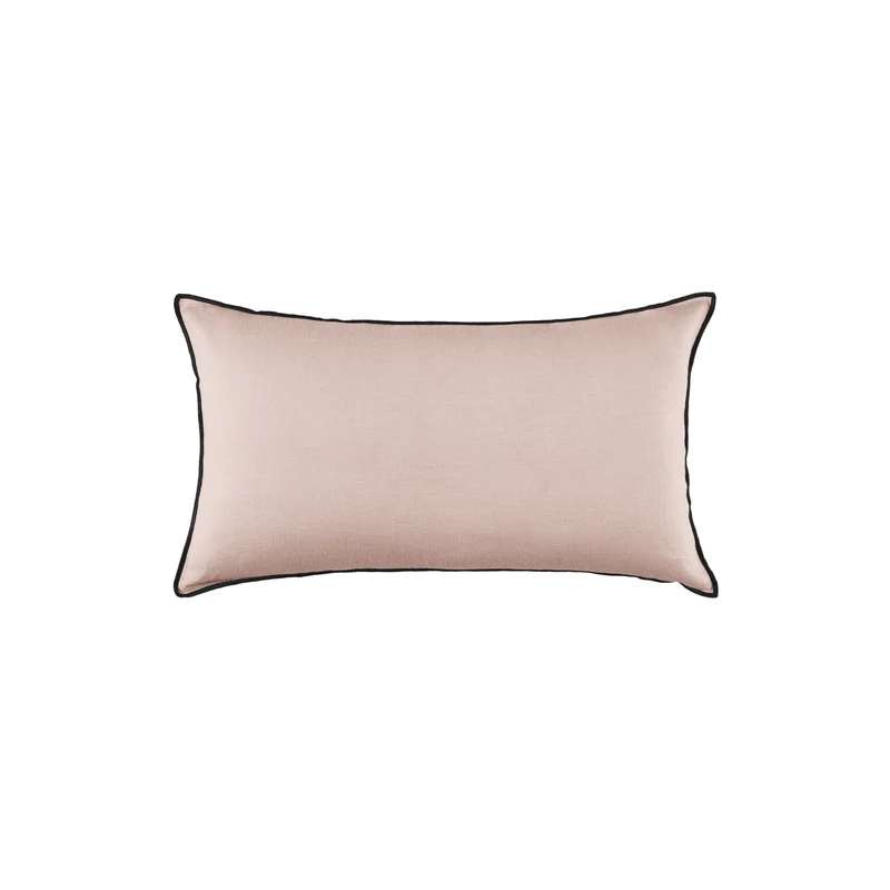 Housse de coussin CARLINA rose poudré et bourdon noir