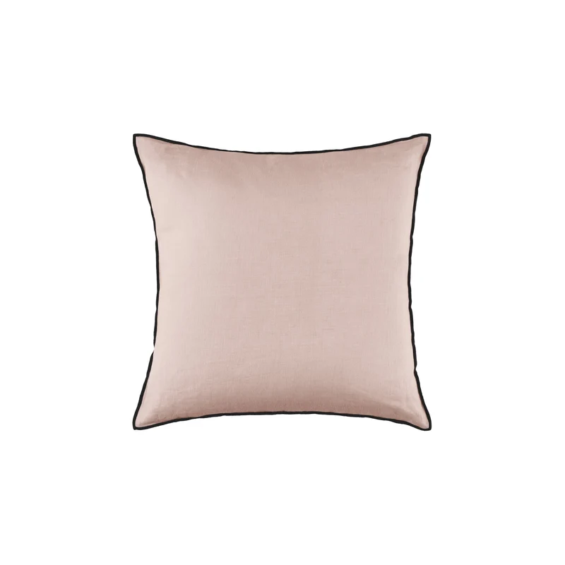 Housse de coussin CARLINA rose poudré et bourdon noir