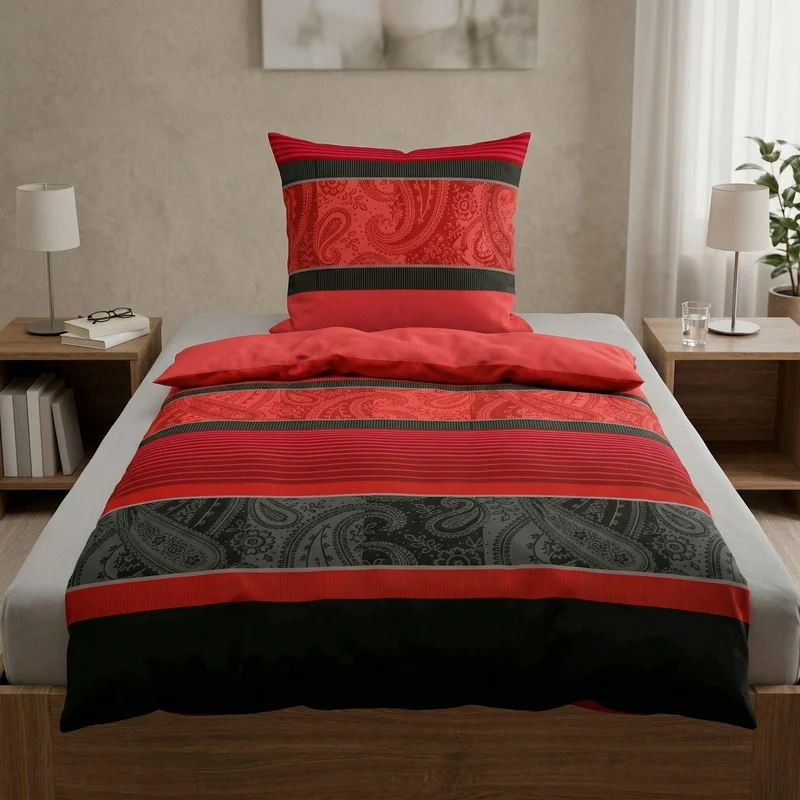 Bettwäsche Satin CAMBRIDGE Rubin 135 x 200 cm und 80 x 80 cm